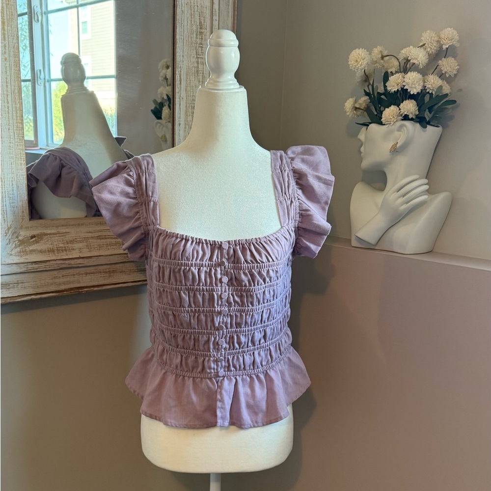 And Now‎ This Women’s Small Lavender Smocked Ruffle Top